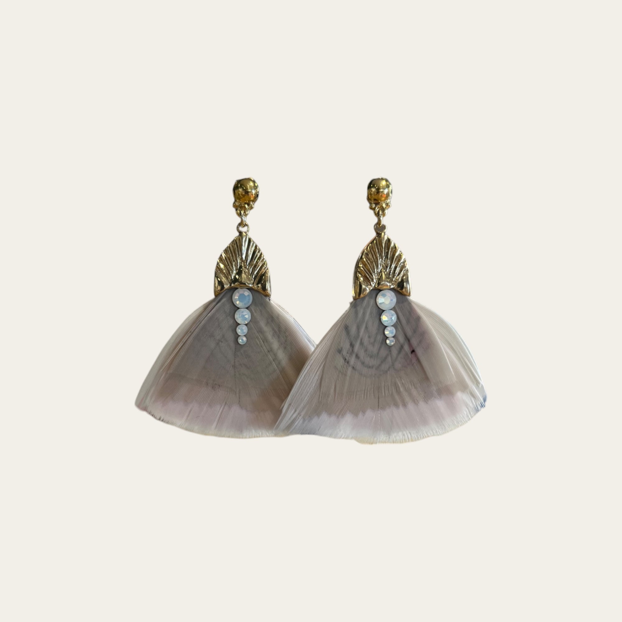 GAS BIJOUX -Boucles d'oreilles Plumette dorées - Blanche