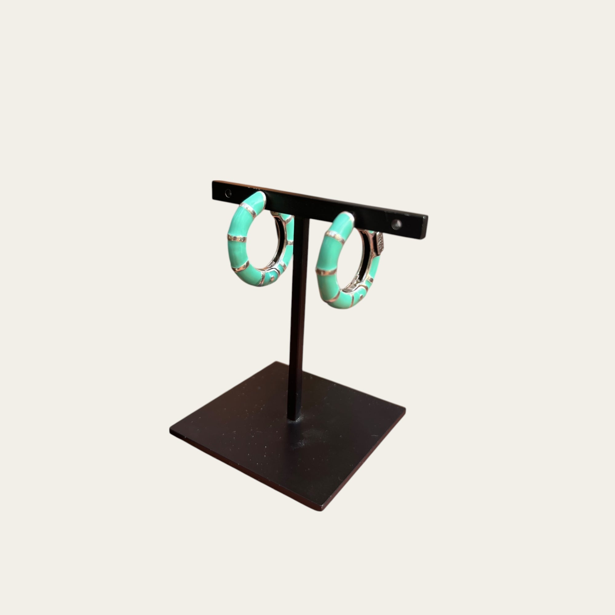 GAS BIJOUX - Bambou Mini Email argentées - Turquoise
