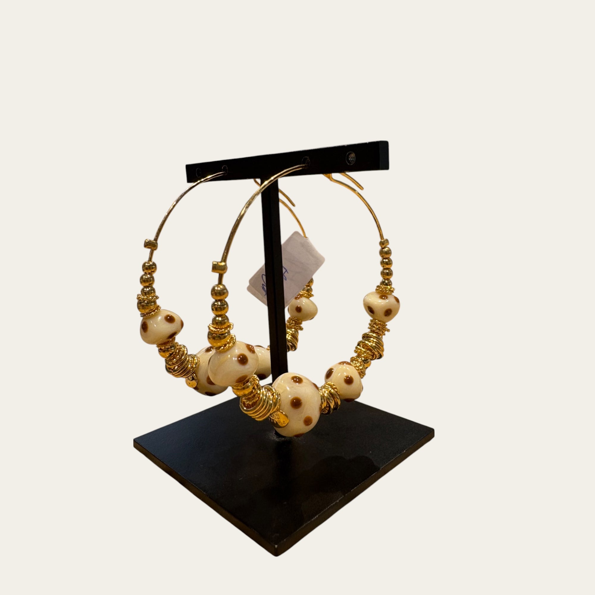 GAS BIJOUX - Créoles perles tachées - blanche