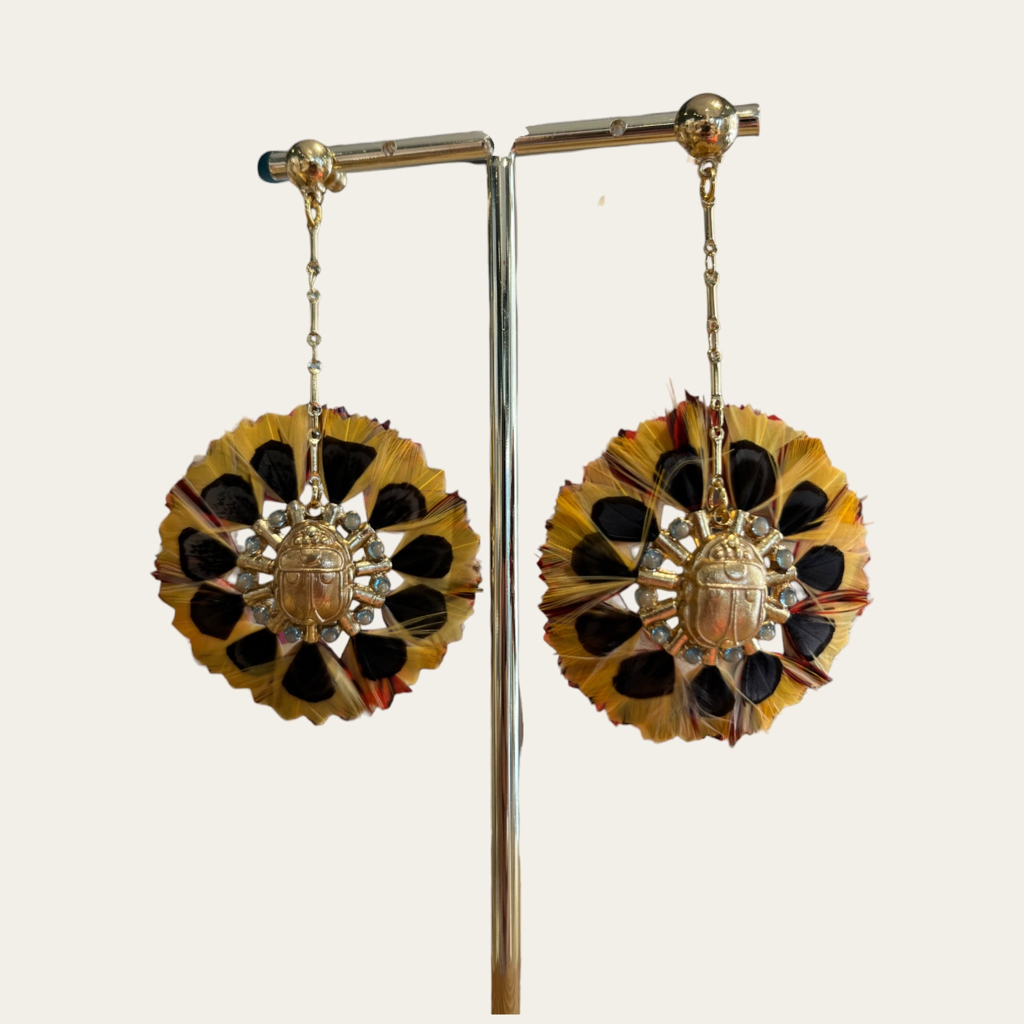 GAS BIJOUX - Boucles d'oreilles ICONE SUN PLUME dorées à l'or fin