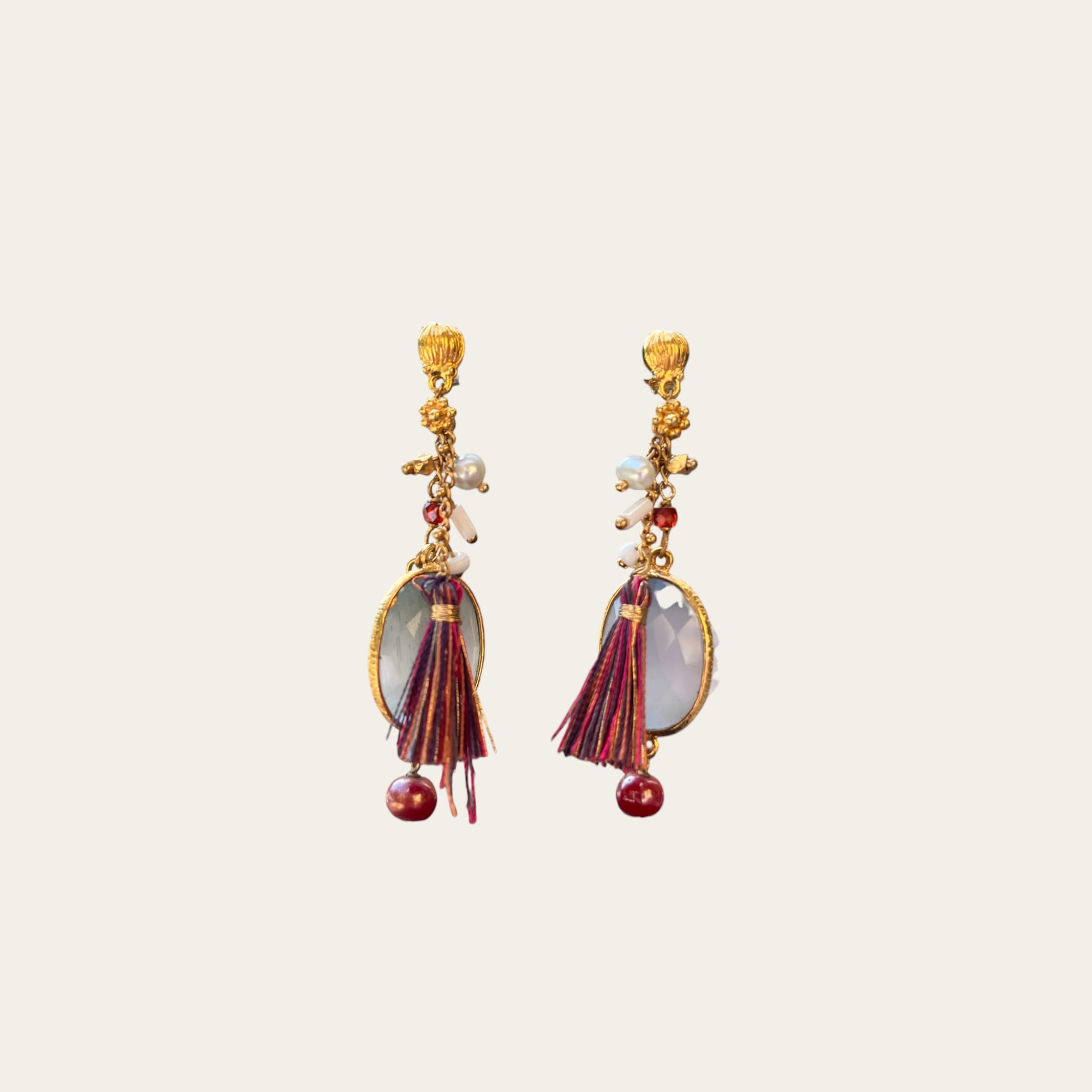GAS BIJOUX - Boucles d'oreilles Serti petit modèle dorées - Bleu