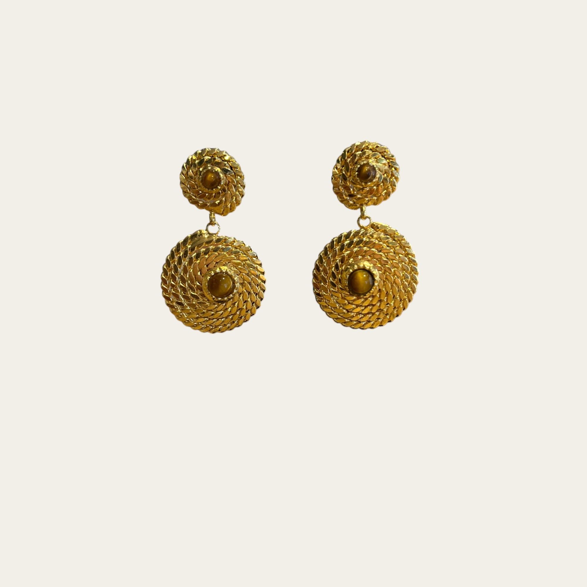 GAS BIJOUX - Boucles d'oreilles LUCKY dorées petit modèle - oeil de tigre