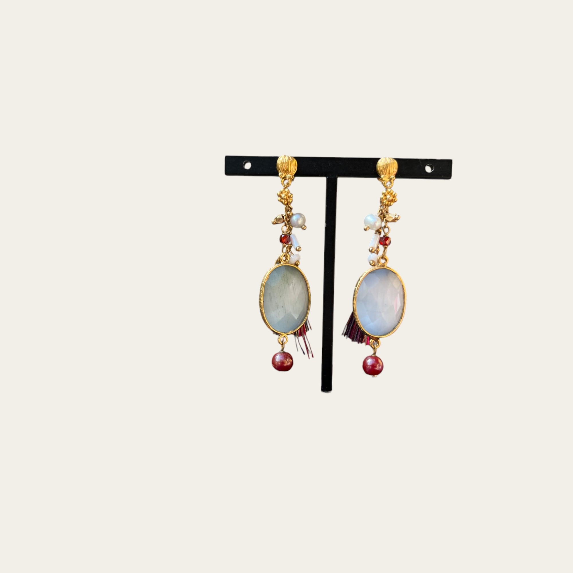 GAS BIJOUX - Boucles d'oreilles Serti petit modèle dorées - Bleu