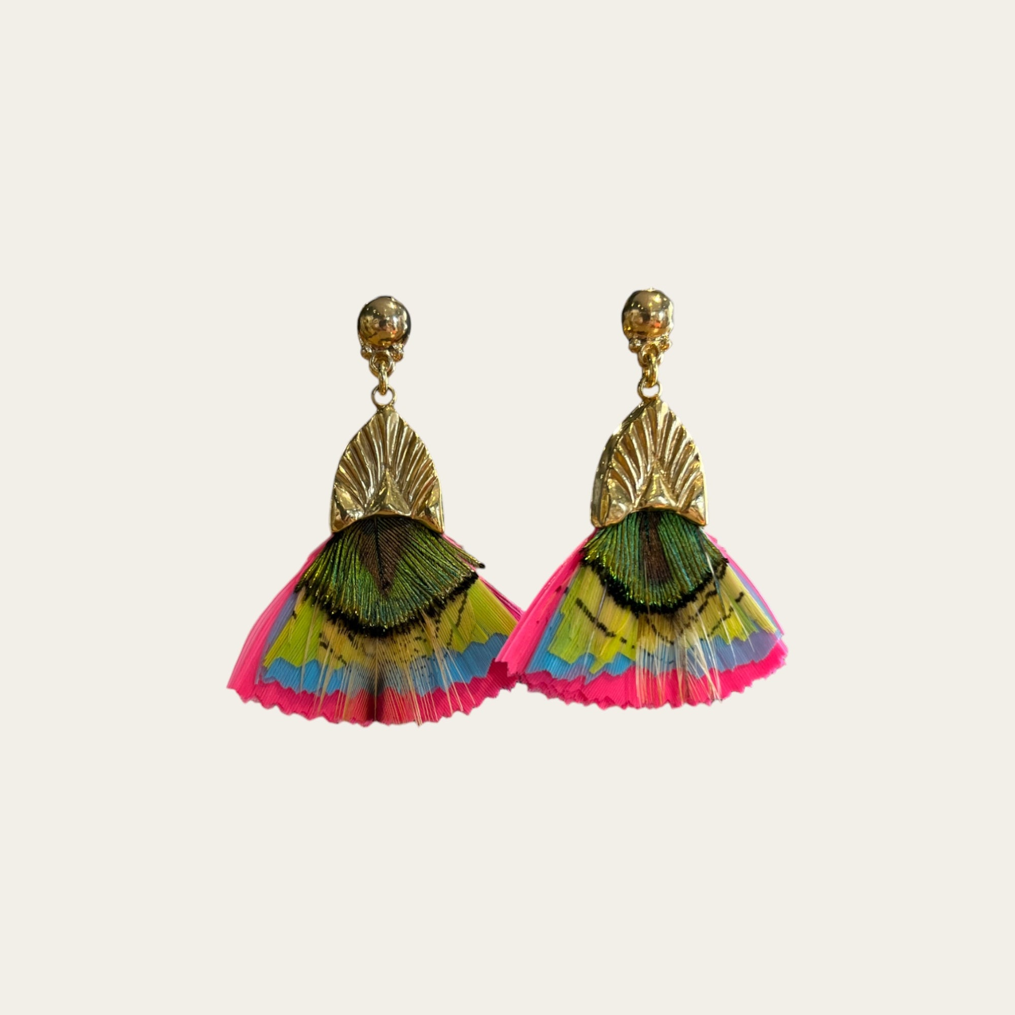 GAS BIJOUX -Boucles d'oreilles Plumette dorées - Rose