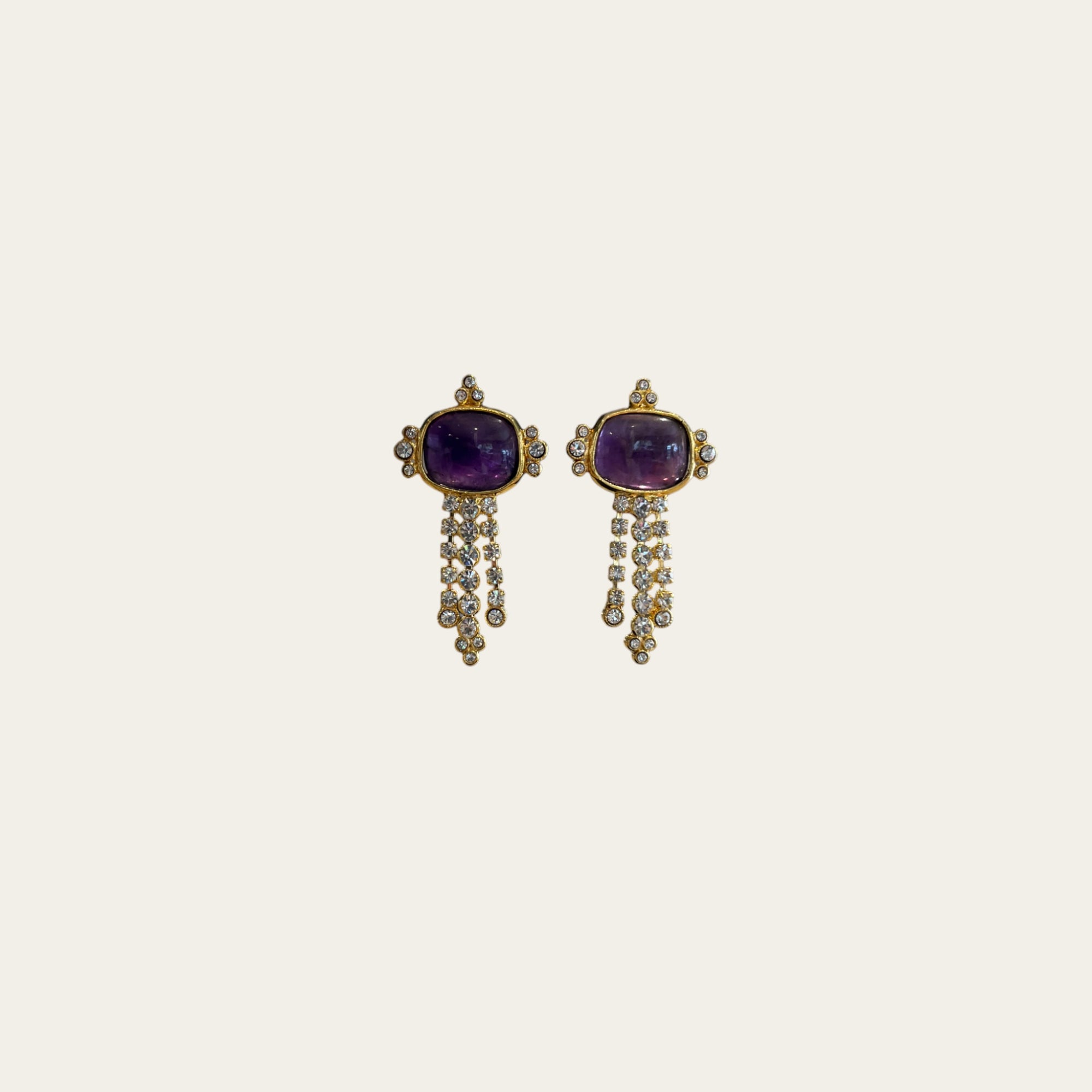 GAS BIJOUX - Boucles d'oreilles Tiki dorées - Violet