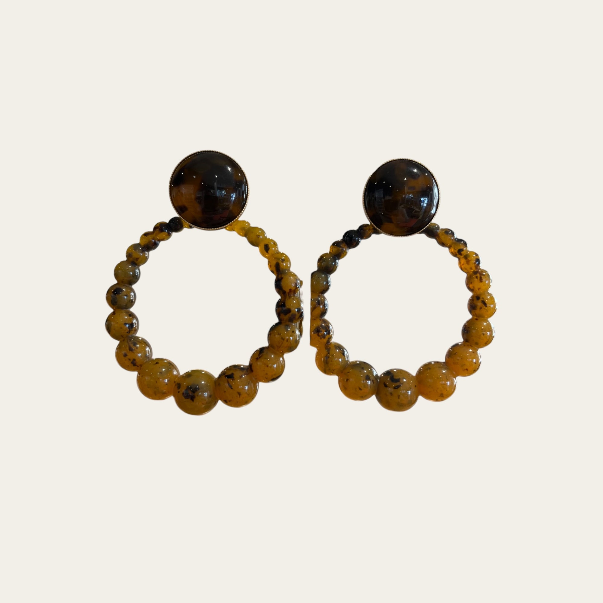 GAS BIJOUX - Boucles d'oreilles ANDY grand modèle acétate dorées à l'or fin - Marron