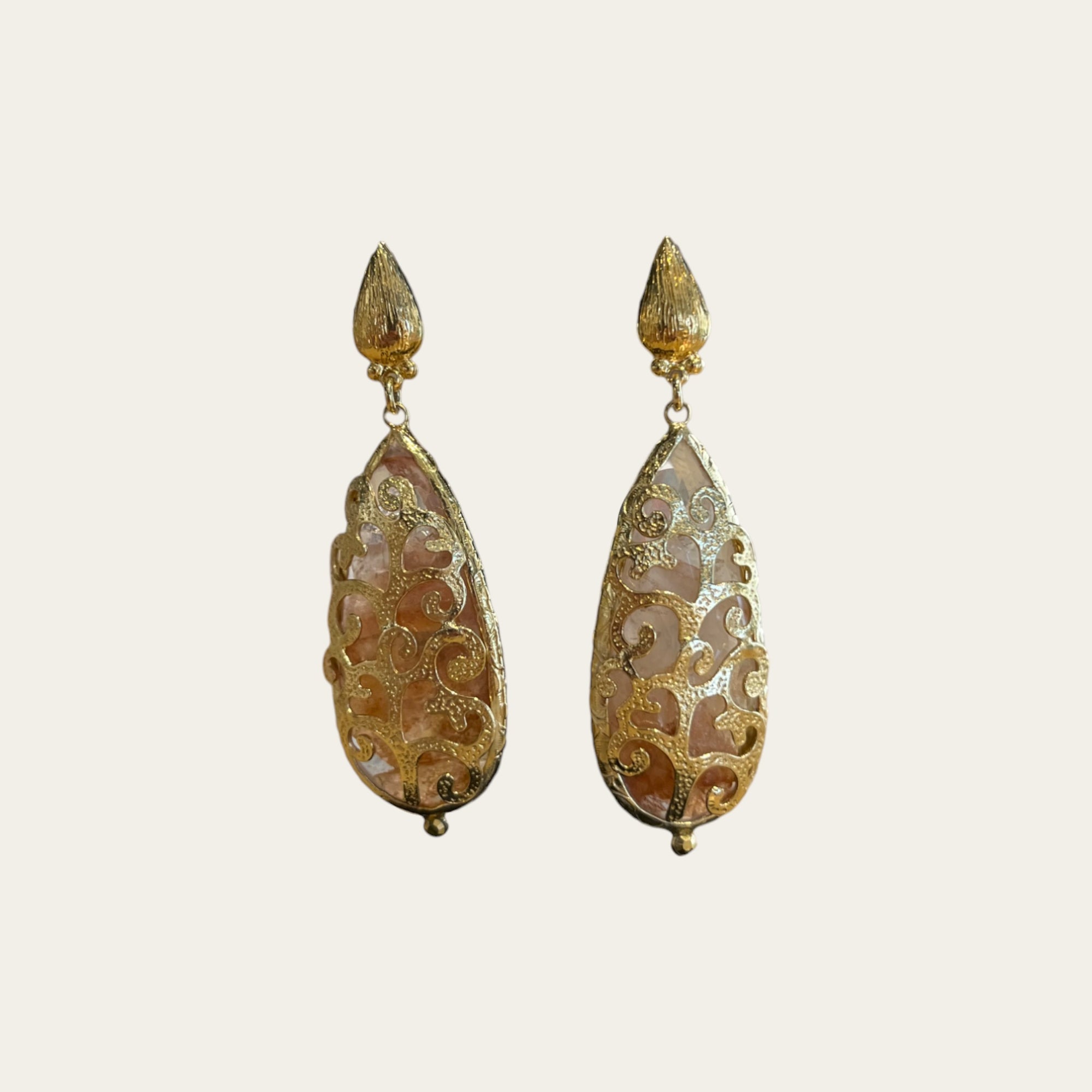 GAS BIJOUX - Boucles d'oreilles Serti Goutte Rose