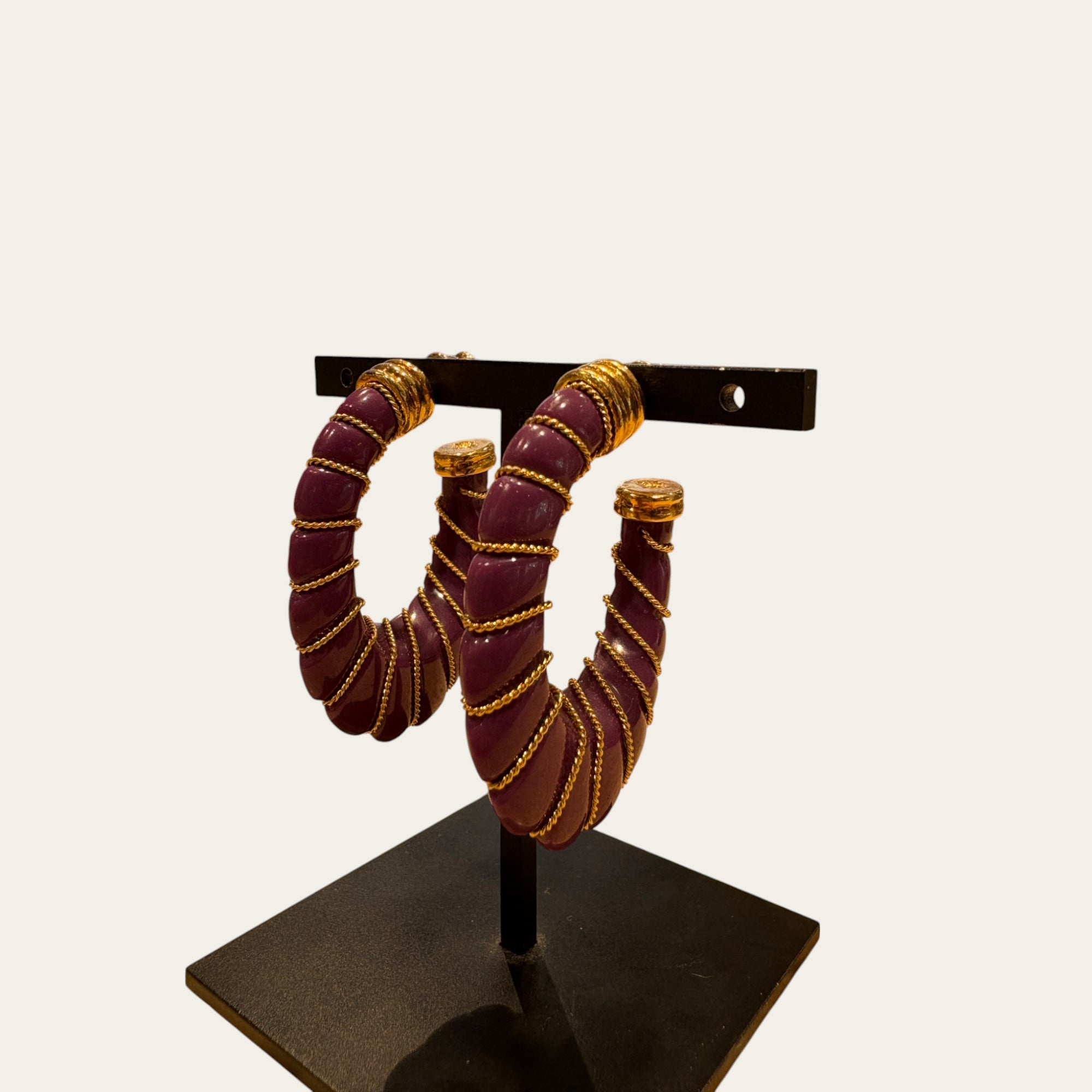 GAS BIJOUX - Boucles d'oreilles Cyclade petit modèle acétate dorées - Violet