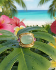 GAS BIJOUX - BAGUE SIMONE dorée à l'or fin - AVENTURINE et AMETHYSTE - TAILLE XL