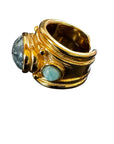 GAS BIJOUX - Bague SIMONE dorée à l'or fin - Jaspe KAMBALA et aventurine taille S