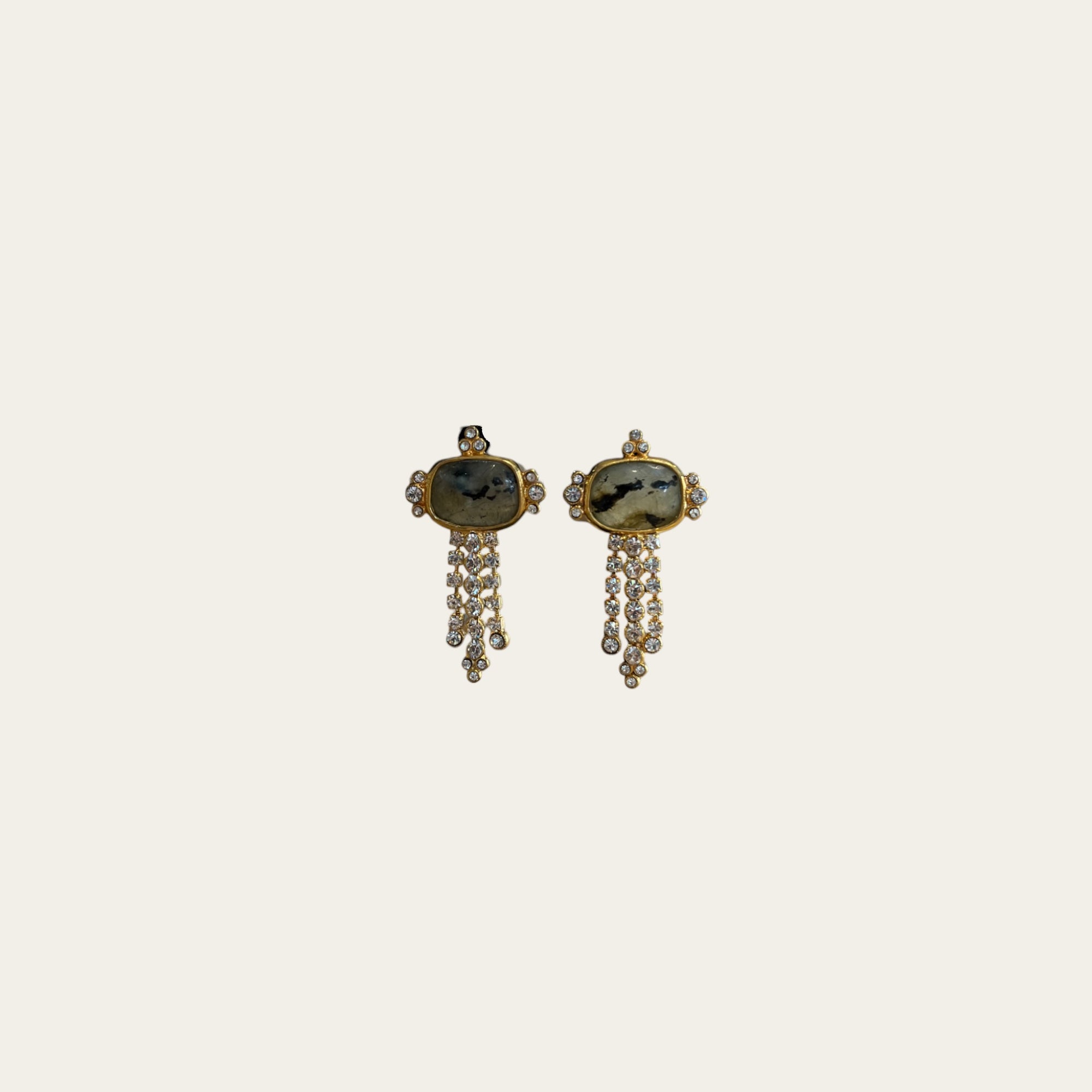 GAS BIJOUX - Boucles d'oreilles Tiki dorées - Gris