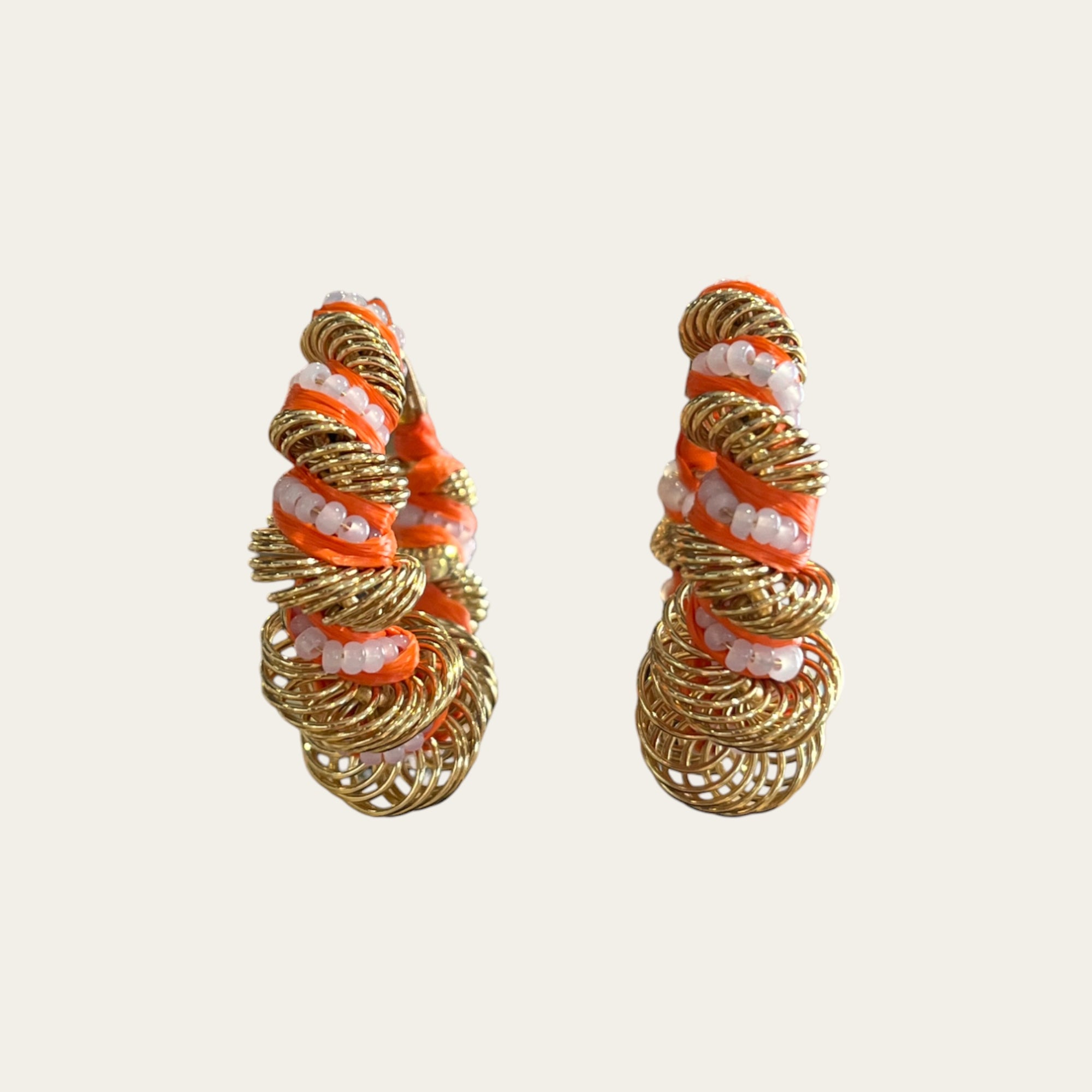 GAS BIJOUX - Boucles d'oreilles Tourbillon strass grand modèle dorées - Orange