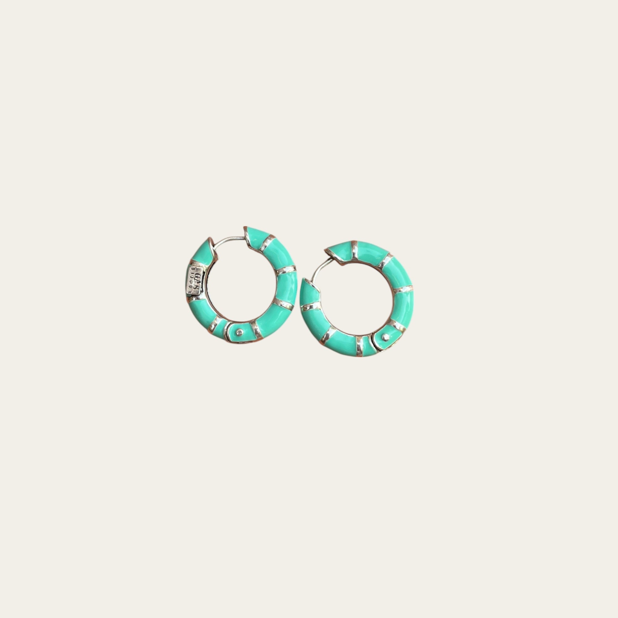 GAS BIJOUX - Bambou Mini Email argentées - Turquoise