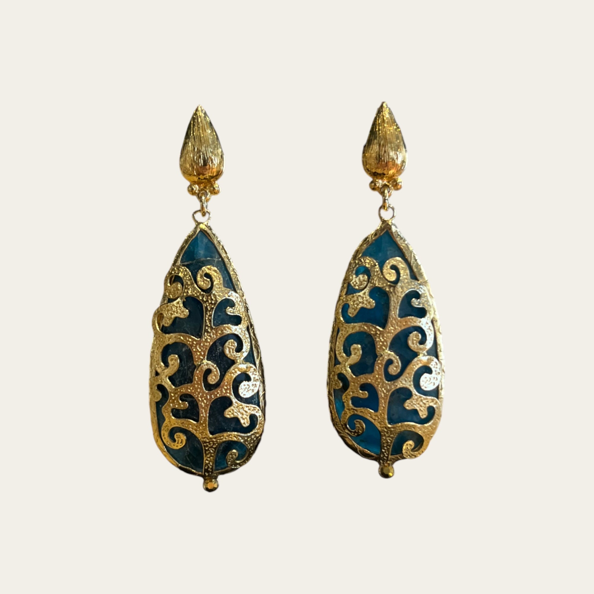 GAS BIJOUX - Boucles d'oreilles Serti Goutte Turquoise