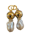 GAS BIJOUX - Boucles d'oreilles COMETE BIWA strass mauves - Perle beige rosé