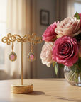 GAS BIJOUX - BOUCLES d'OREILLES TAO SPLASH - QUARTZ ROSE ET CRISTAUX VERTS
