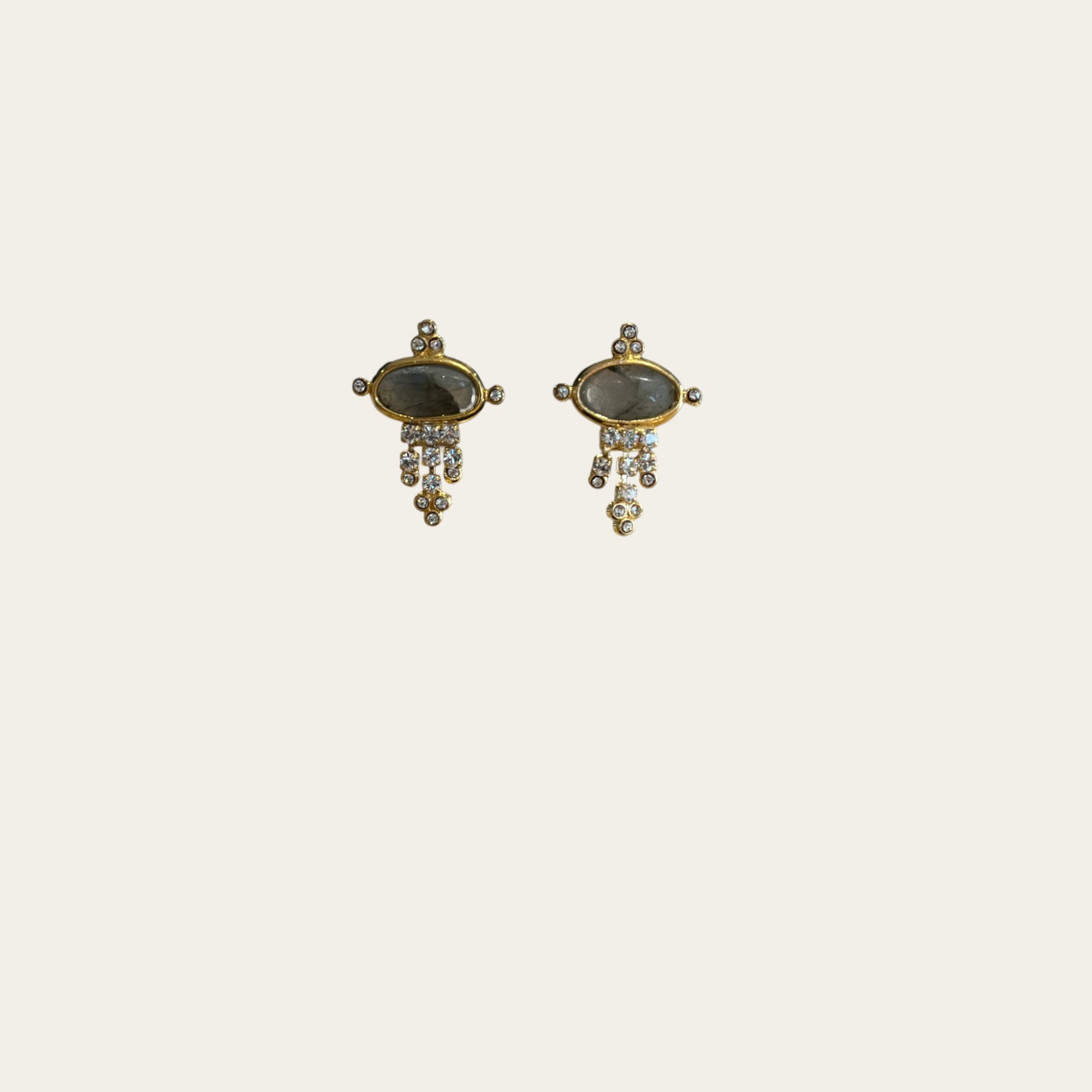 GAS BIJOUX - Boucles d'oreilles Tiki petit modèle dorées - gris