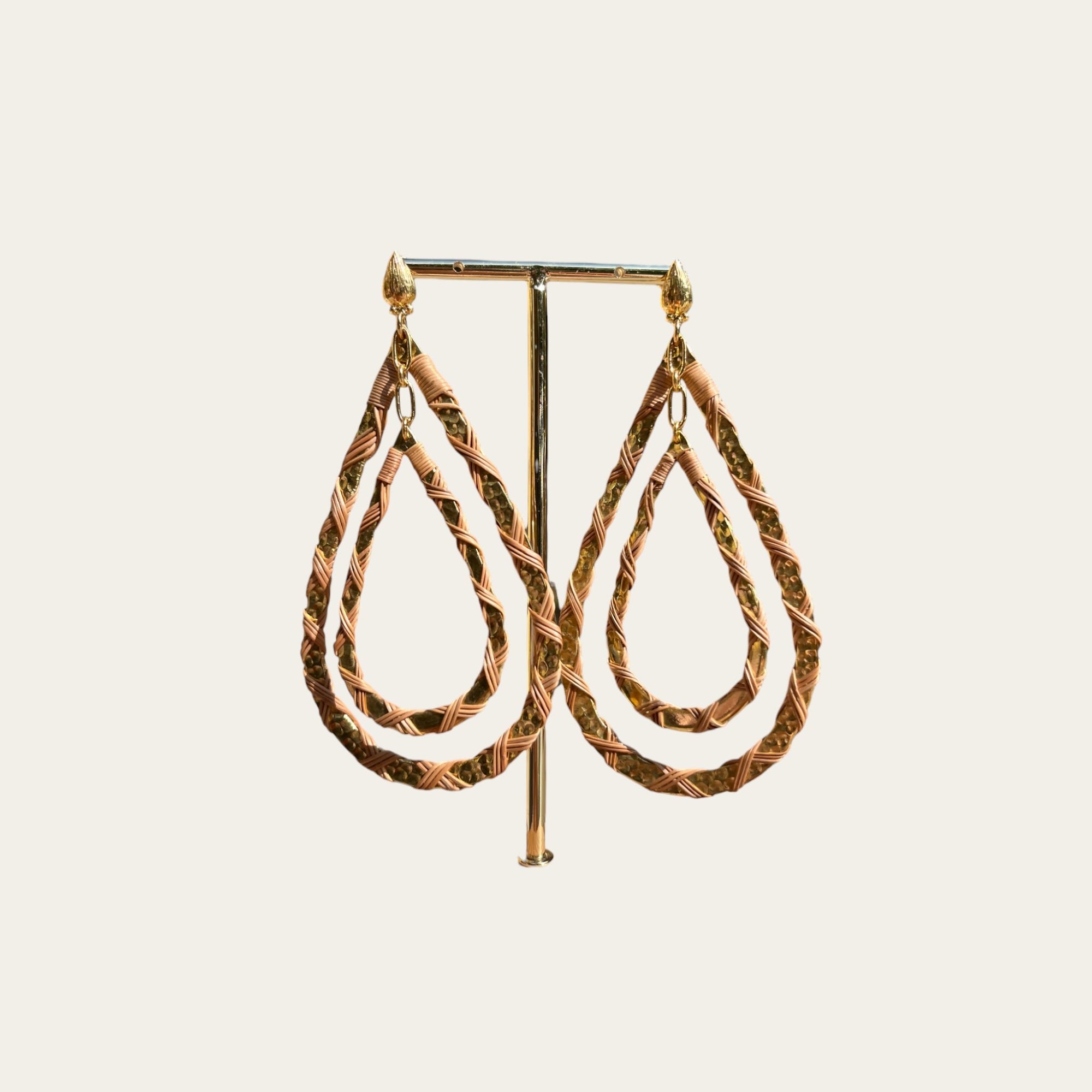 GAS BIJOUX - Boucles d'oreilles Bibi torsade double dorées Raphia