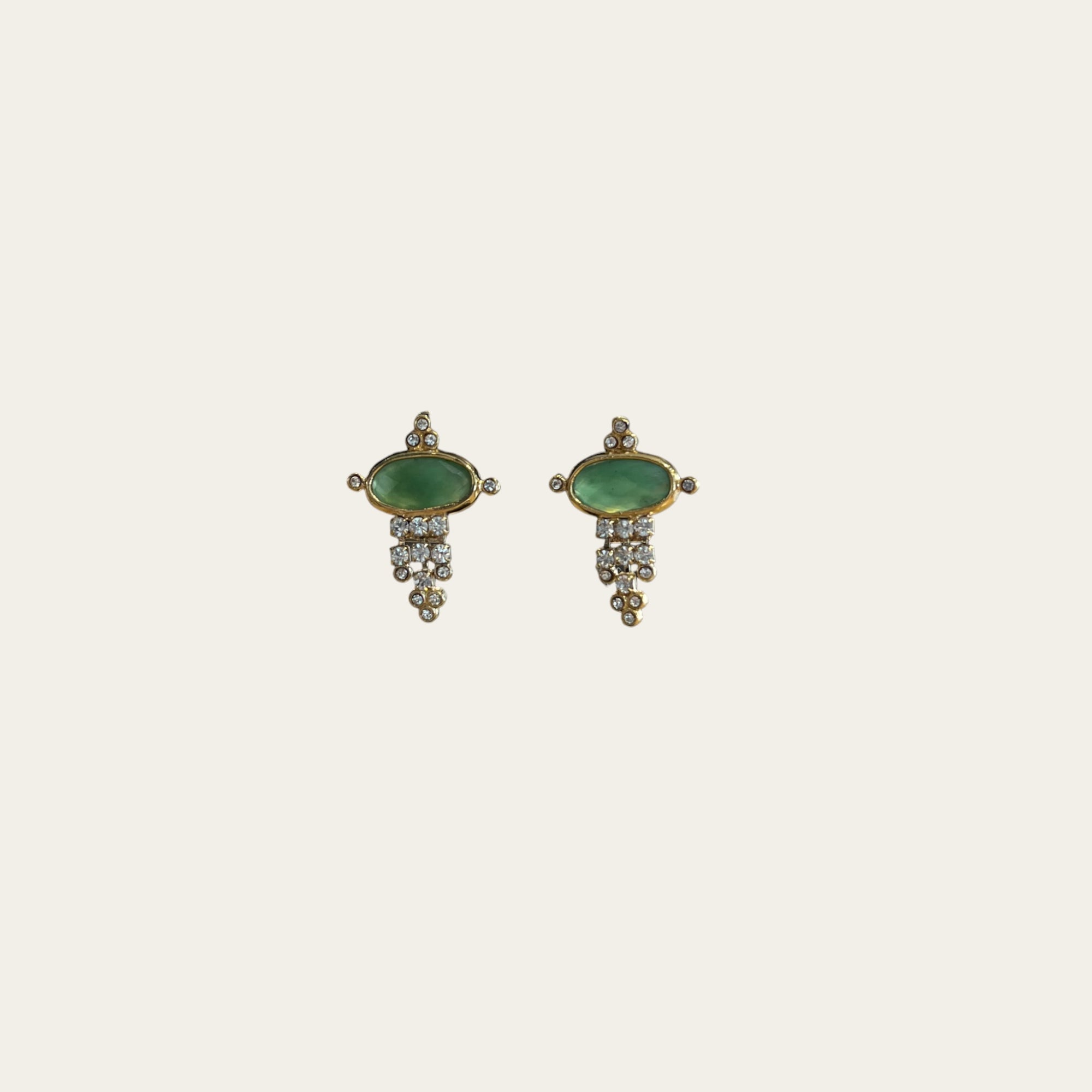 GAS BIJOUX - Boucles d'oreilles Tiki petit modèle dorées - vert