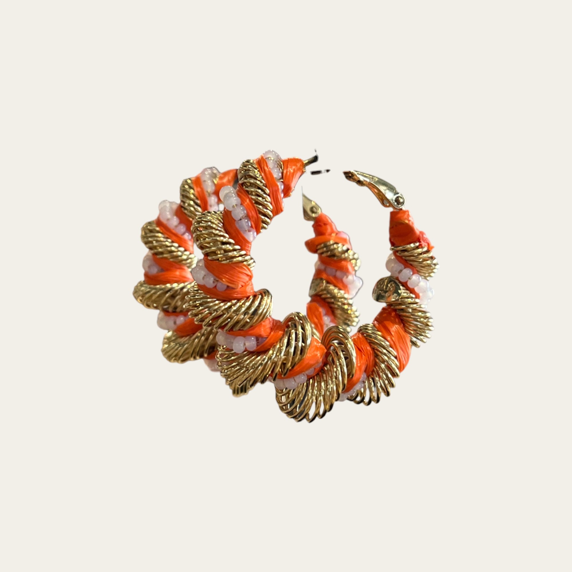 GAS BIJOUX - Boucles d'oreilles Tourbillon strass grand modèle dorées - Orange
