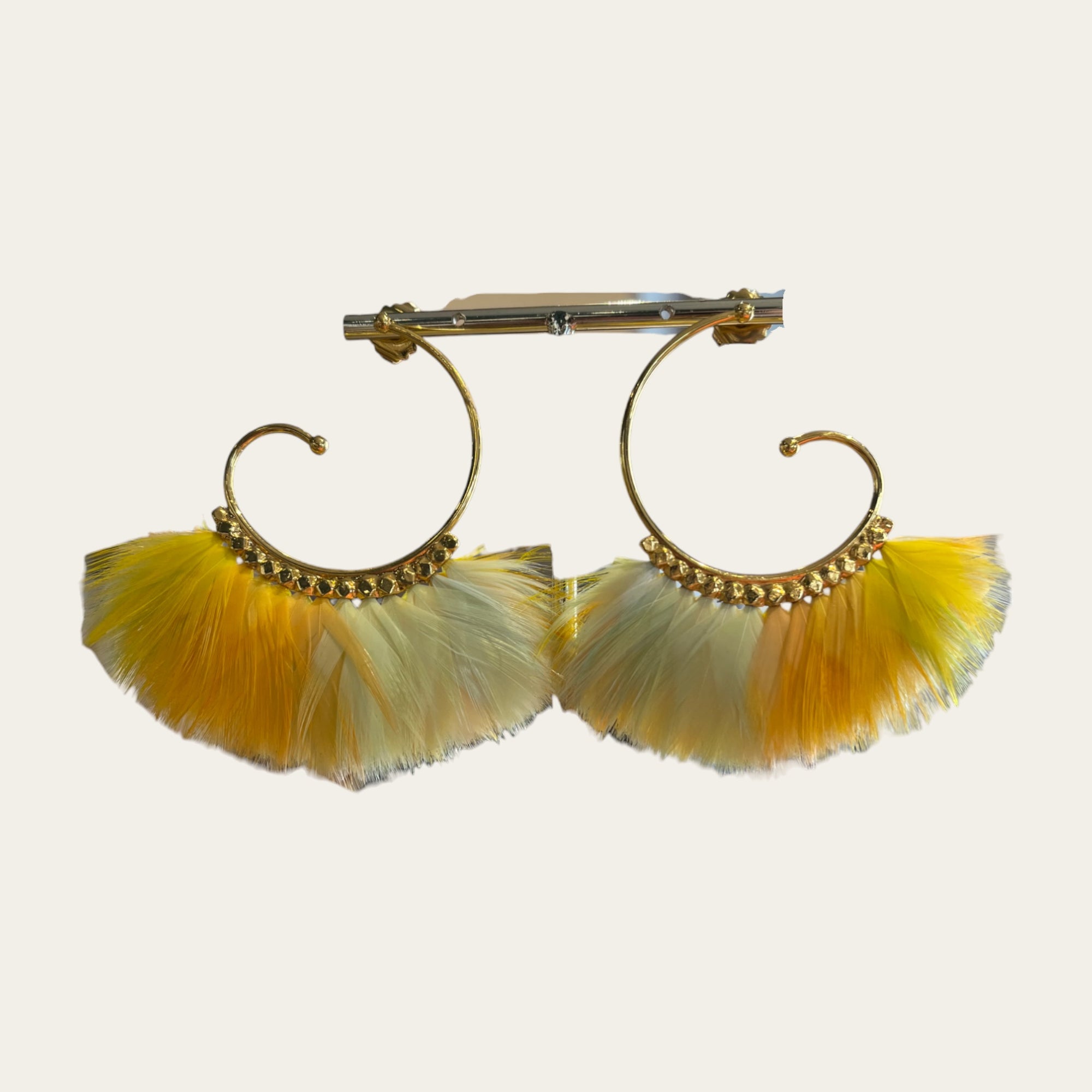 GAS BIJOUX - Boucles d'oreilles Plume Jaune