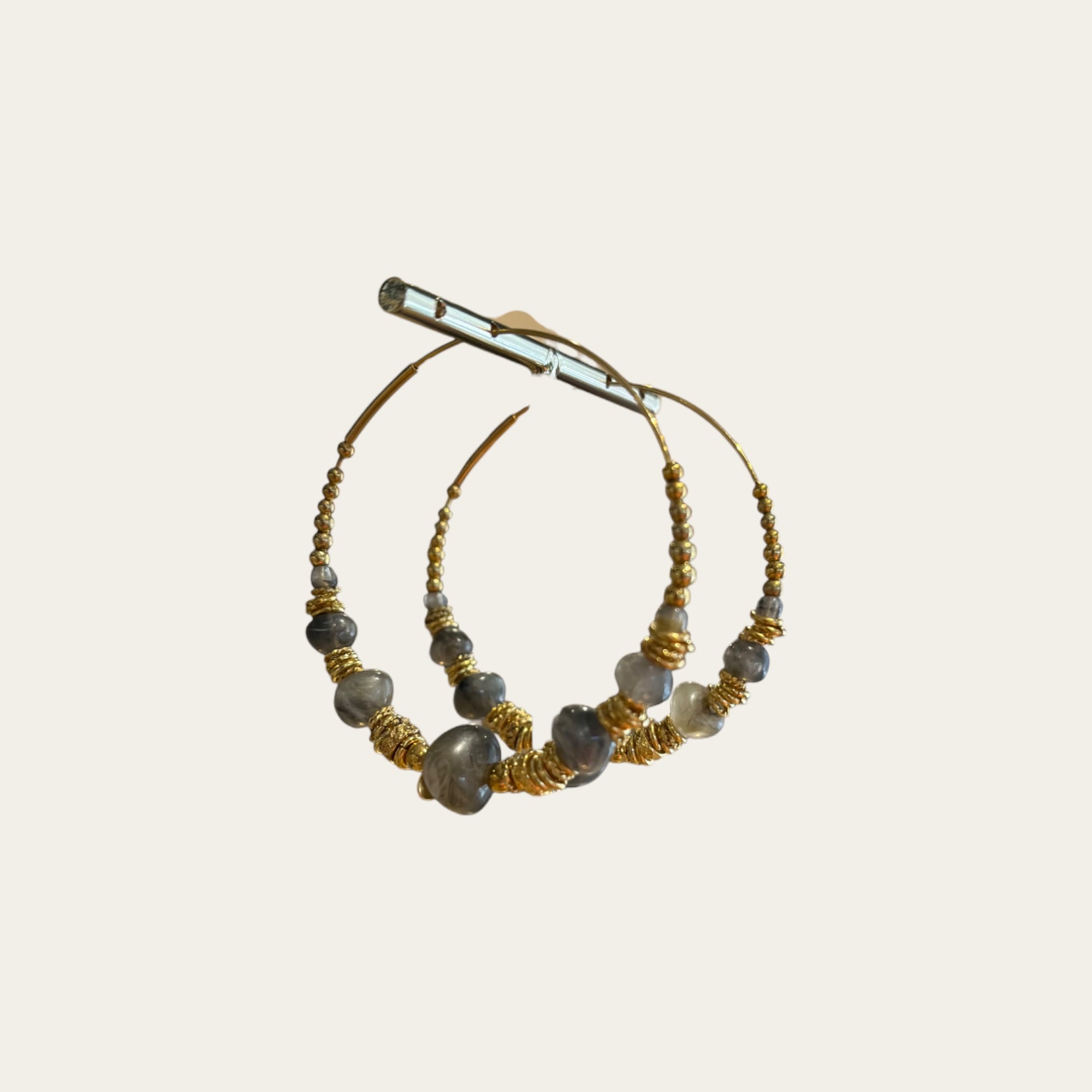 GAS BIJOUX - Créoles perles - Gris