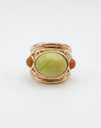 GAS BIJOUX - BAGUE SIMONE dorée à l'or fin - JADE TEINTE et CORNALINE - TAILLE XL