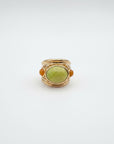 GAS BIJOUX - BAGUE SIMONE dorée à l'or fin - JADE TEINTE et CORNALINE - TAILLE XL