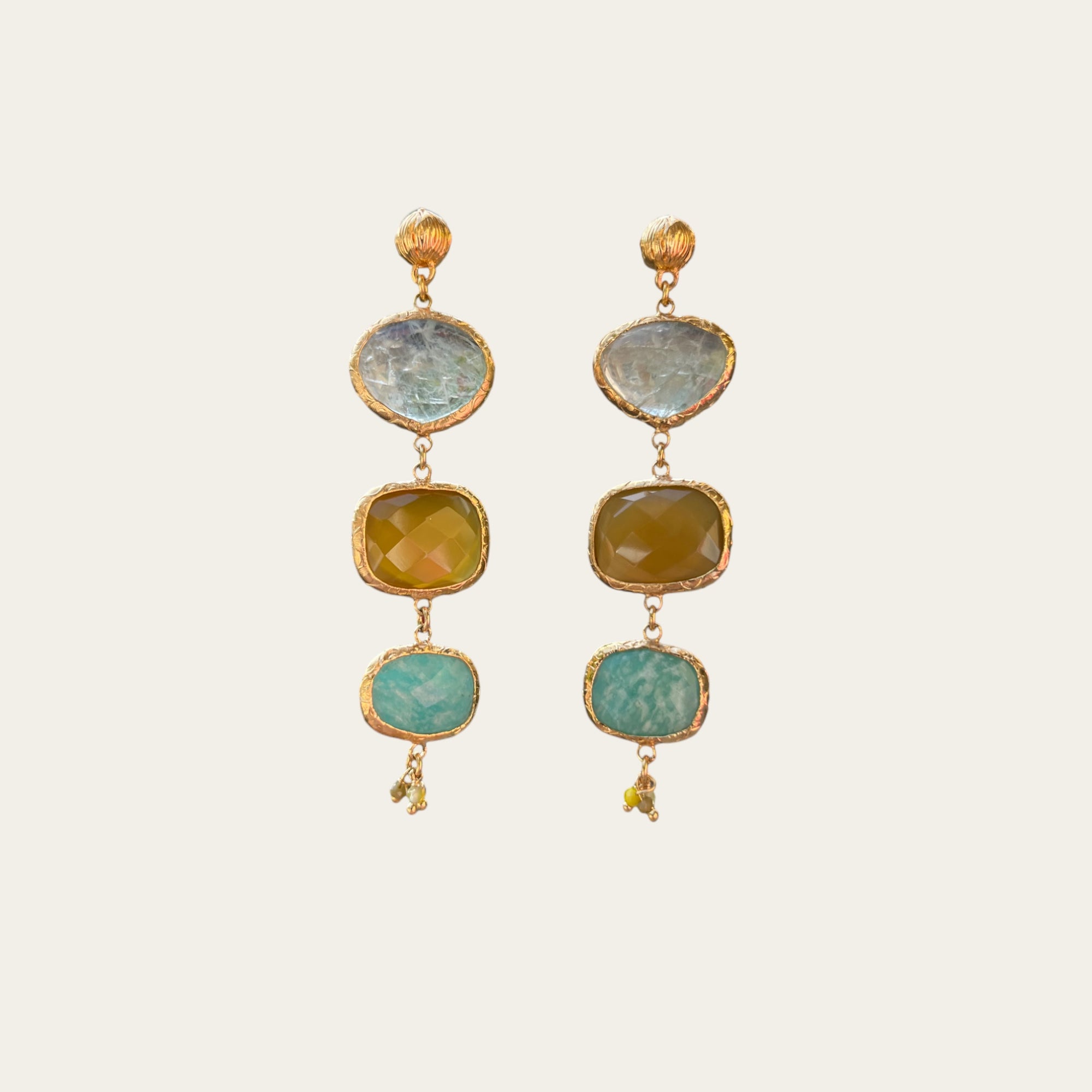 GAS BIJOUX - Boucles d'oreilles Silène nacre dorées