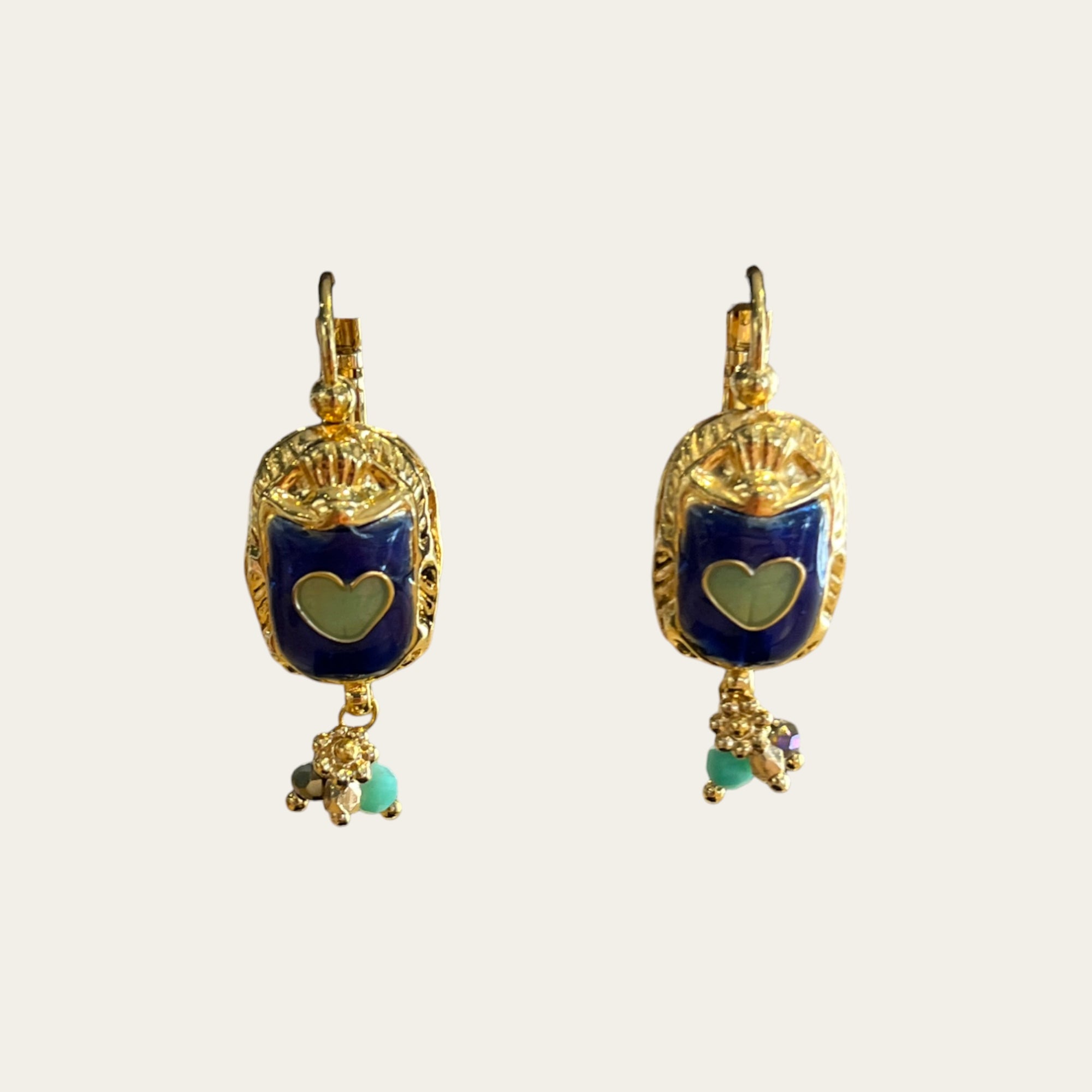 GAS BIJOUX - Boucles d'oreilles SCARAMOUCHE émail dorées - coeur bleu