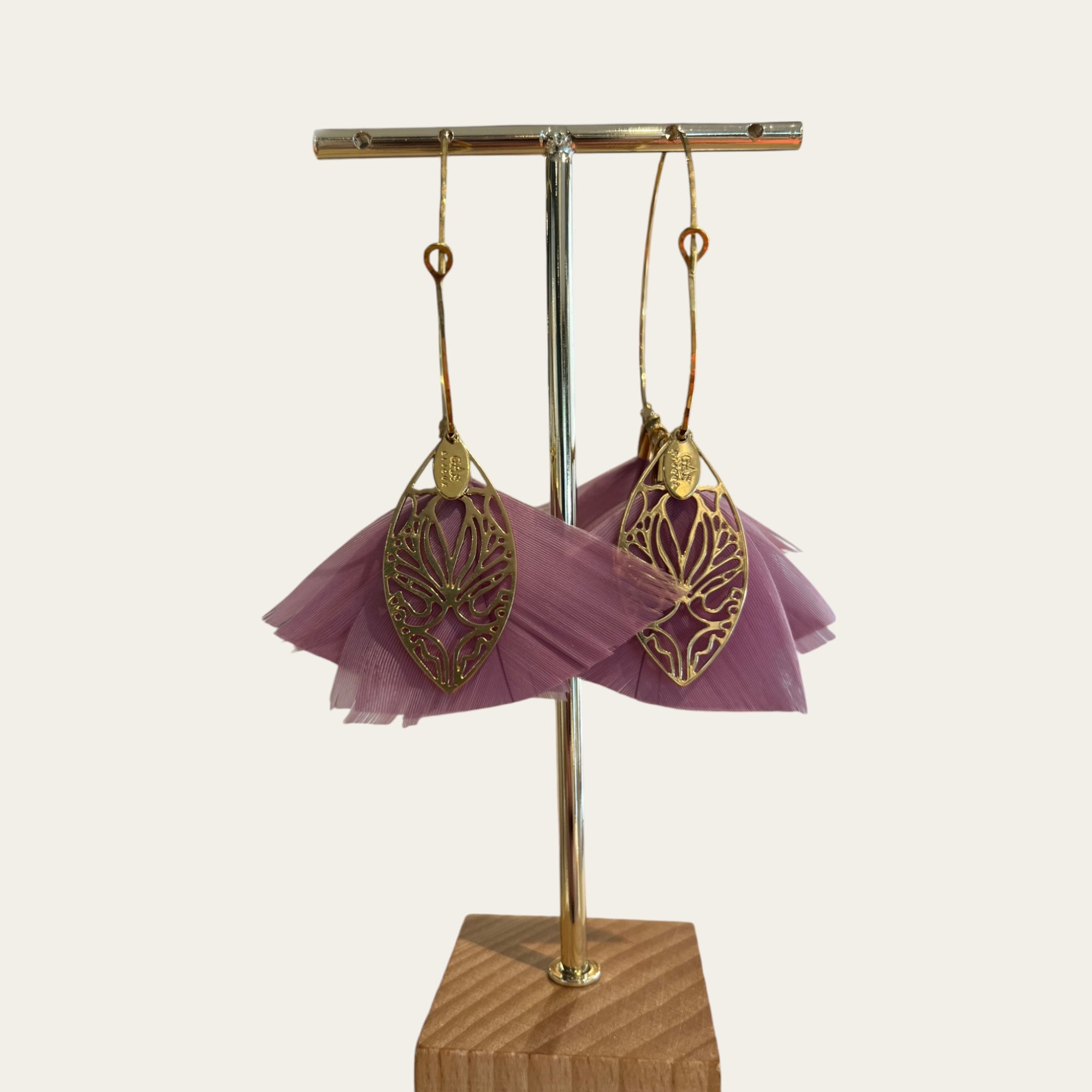 GAS BIJOUX - Créoles MARLY dorées à l'or fin grand modèle - Violet