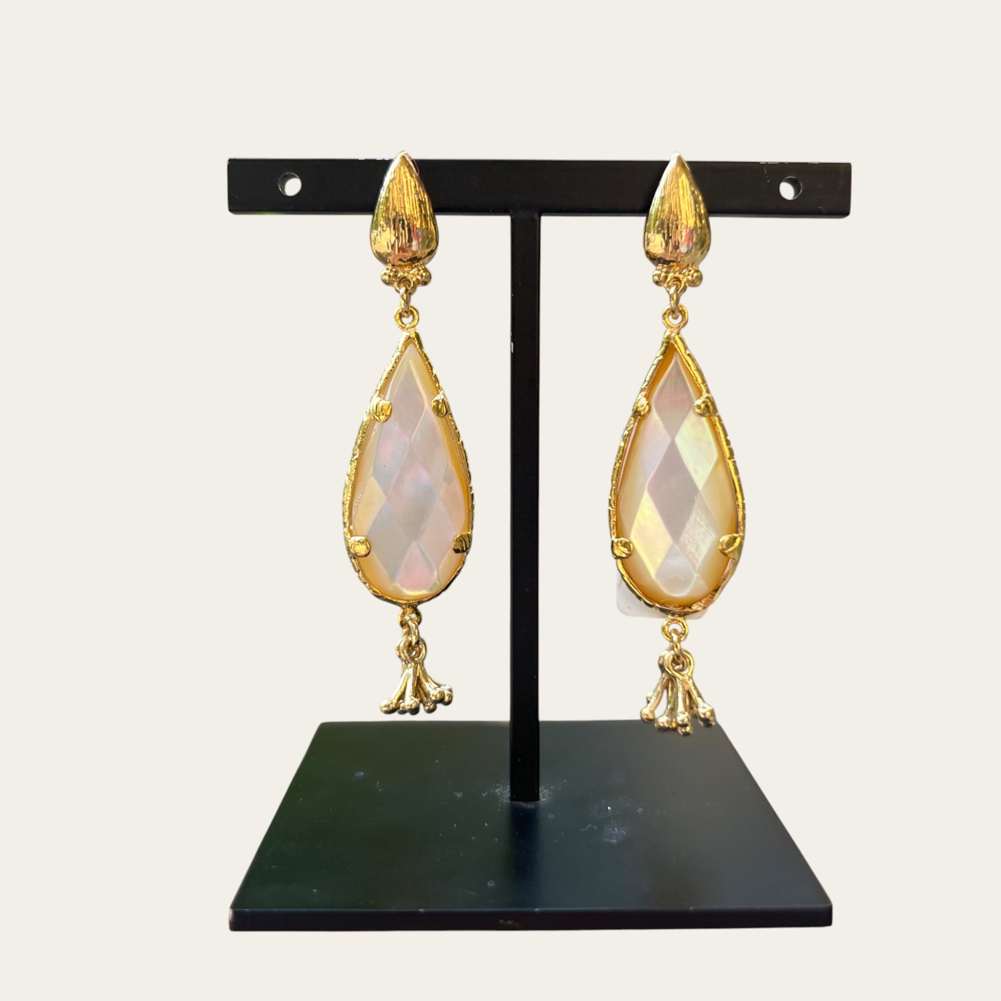 GAS BIJOUX - Boucles d'oreilles Serti Goutte doré - Blanc
