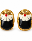 GAS BIJOUX - BOUCLES D'OREILLES PUCES SCARAMOUCHE ÉMAIL - MÉTAL DORÉ