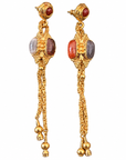 GAS BIJOUX - BOUCLES D'OREILLES SERTI TALISMAN GRAND MODELE - METAL DORÉ -PIERRES NATURELLES