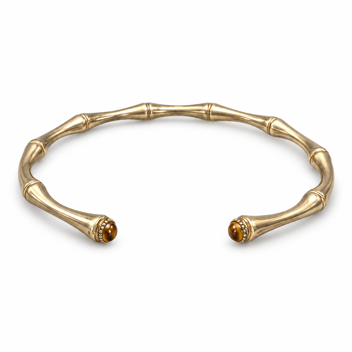 GAS BIJOUX - BRACELET BAMBOU CABOCHON MINI - OEIL DE TIGRE - METAL DORÉ