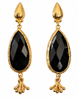 GAS BIJOUX - BOUCLES D'OREILLES SERTI GOUTTE PETIT MODELE - ONYX - METAL DORÉ