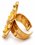 GAS BIJOUX - BAGUE FLOWER TONS DE JAUNE - METAL DORÉ - AJUSTABLE