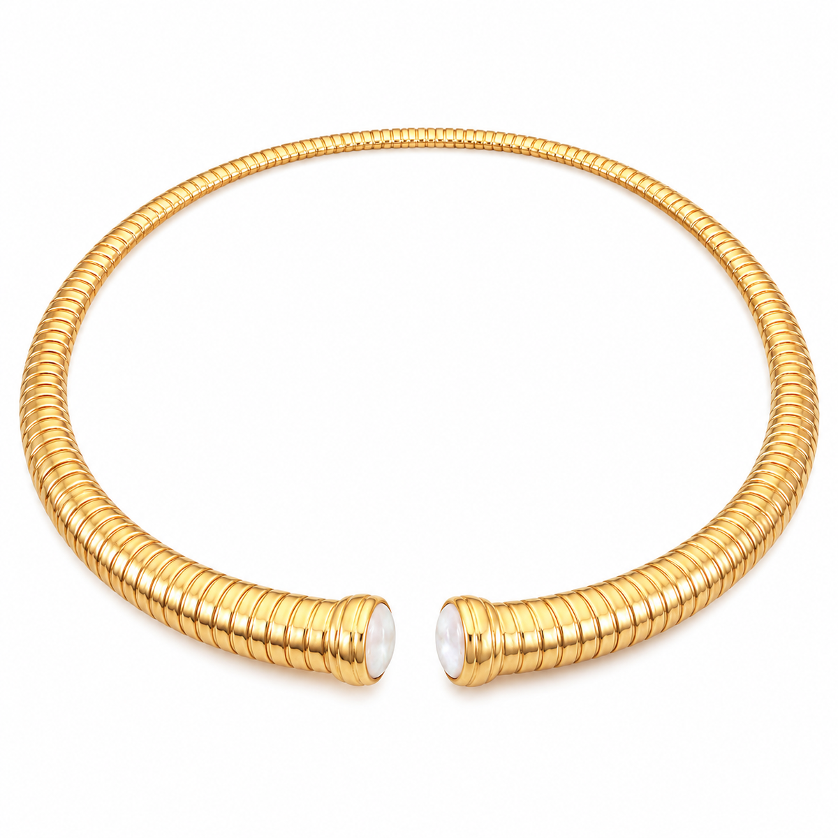 GAS BIJOUX - COLLIER ANTIGONE - NACRE BLANCHE - MÉTAL DORÉ