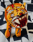 Statuette Tigre Tête Articulée, Papier Mâché, Inde