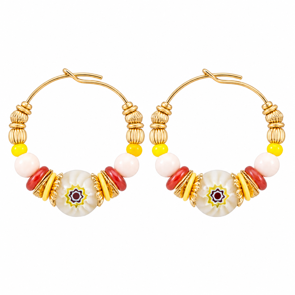 GAS BIJOUX - BOUCLES D'OREILLES CRÉOLES ALOHA - METAL DORÉ