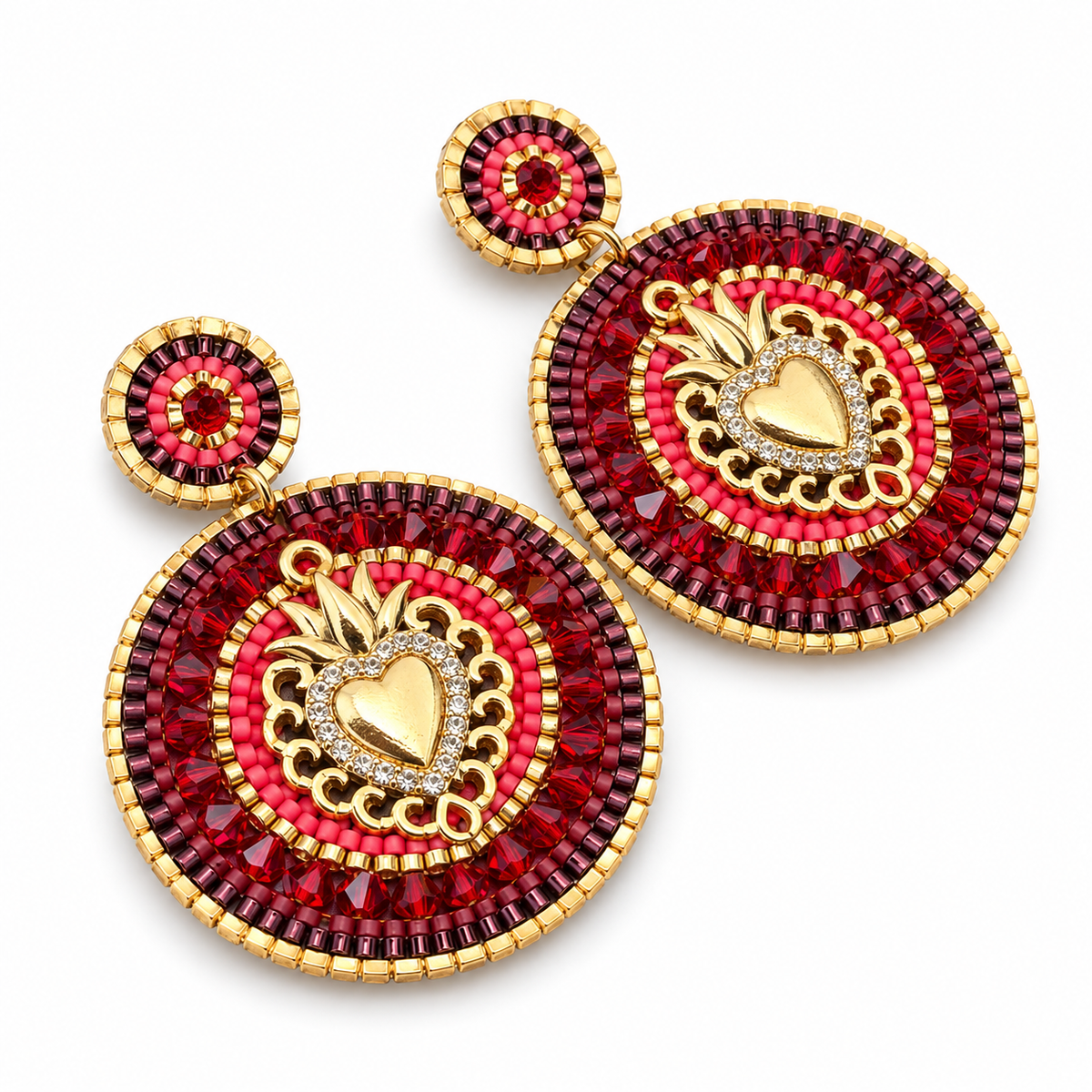 HYPNOCHIC - BOUCLES D'OREILLES COLLECTION MARIE - BORDEAUX ET ROUGE