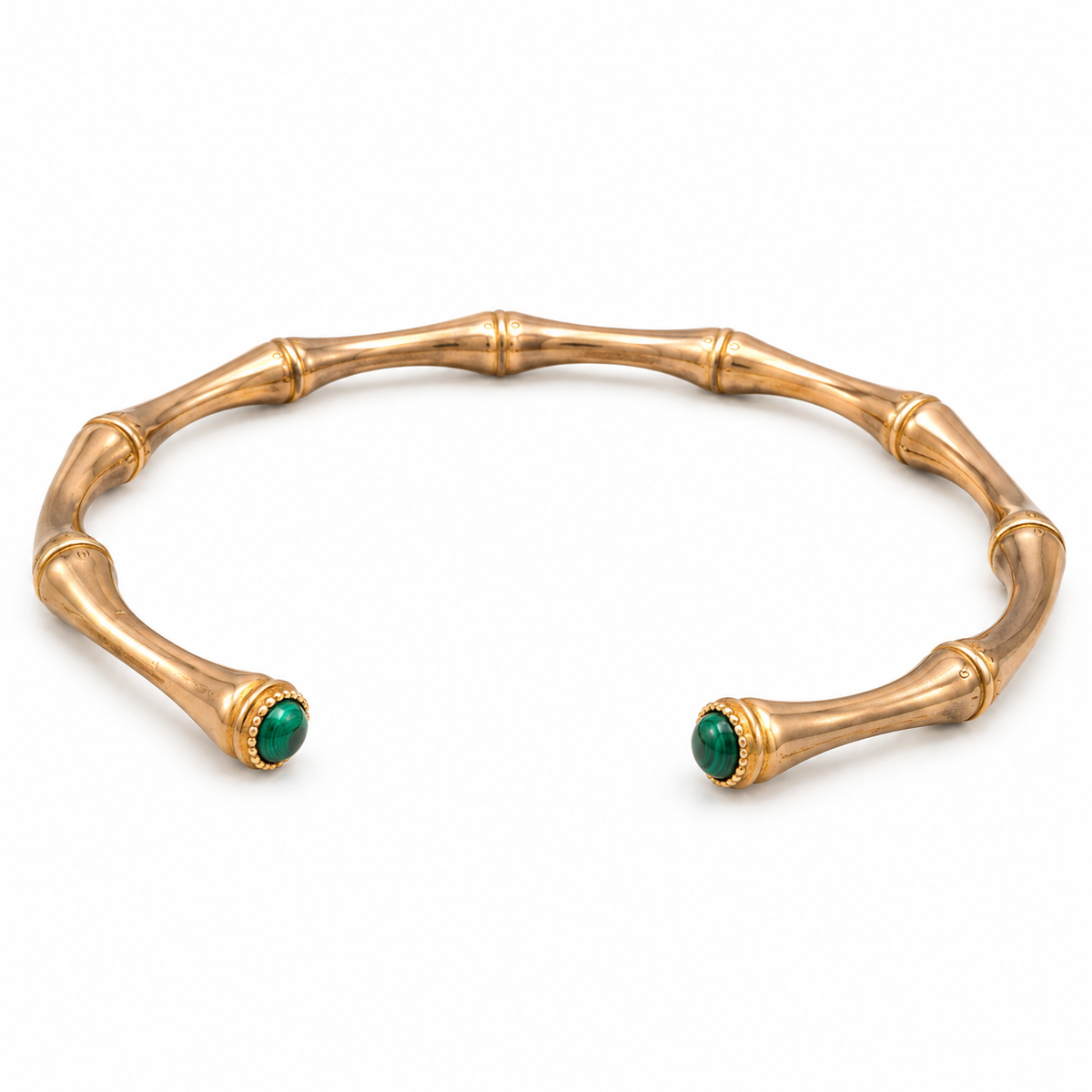 GAS BIJOUX - BRACELET BAMBOU CABOCHONS MINI - MALACHITE - MÉTAL DORÉ
