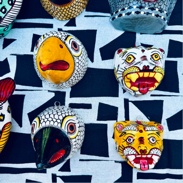 Masque décoration murale Inde tigre blanc 10cm