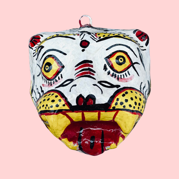 Masque décoration murale Inde tigre blanc 10cm
