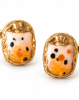 GAS BIJOUX - BOUCLES D'OREILLES PUCES SCARAMOUCHE EMAIL - METAL DORÉ