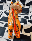 Statuette Tigre Tête Articulée, Papier Mâché, Inde