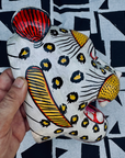 Masque léopard blanc artisanal en papier mâché Inde