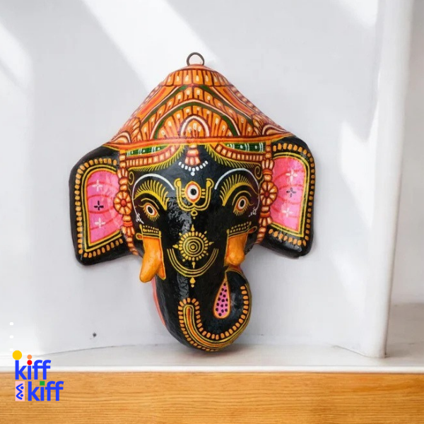Masque décoration murale Inde Ganesh noir 