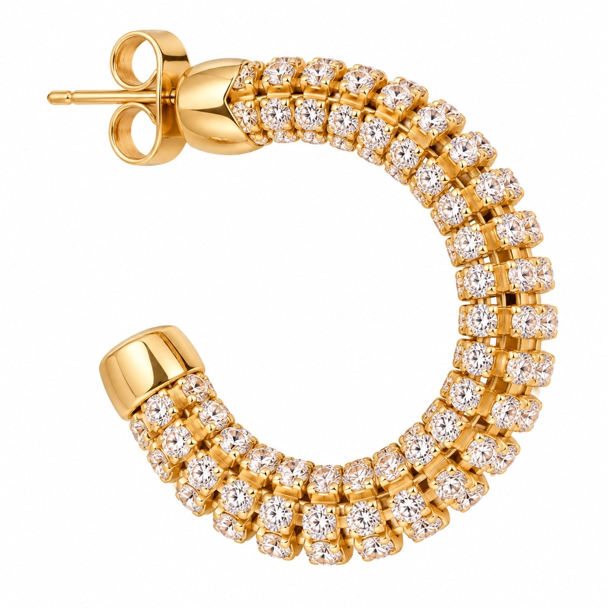 GAS BIJOUX - BOUCLES D'OREILLES BELLINA CRÉOLES STRASS - MÉTAL DORÉ