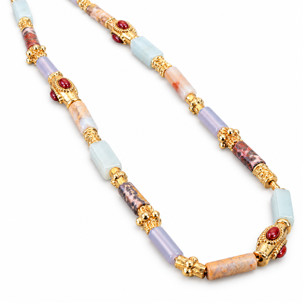 GAS BIJOUX - COLLIER KALI CABOCHONS DORÉS - AMAZONITE